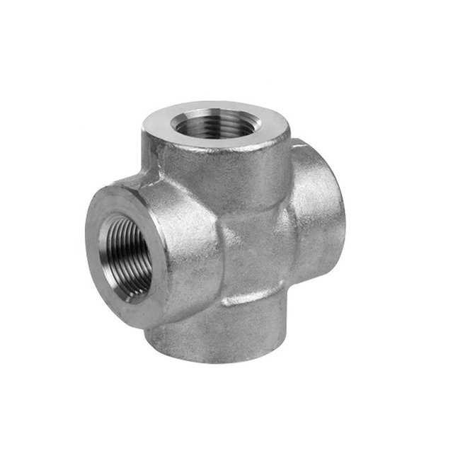 Forged Carbon Steel Threaded Cross (4-Way) | High Pressure Four-Port Manifold Fitting